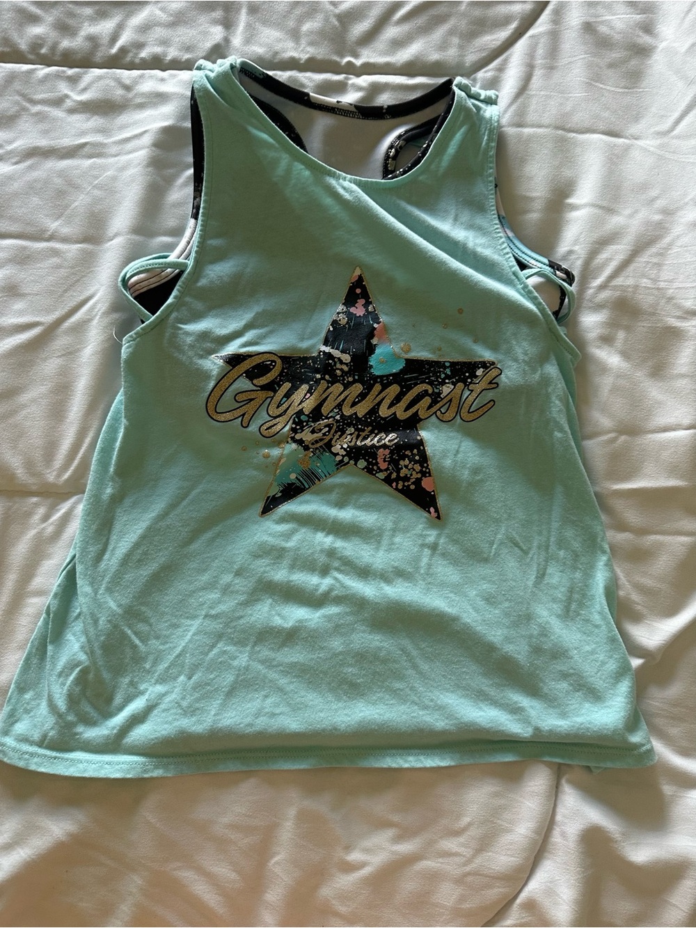 ✨4/$16✨Justice Girls' Mint 'Gymnast' Graphic Tank Top - Size 7/8